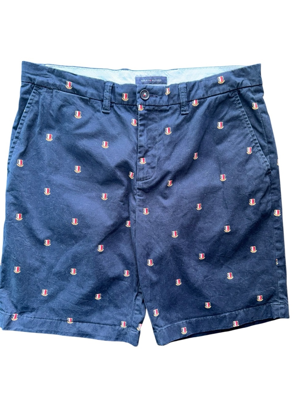 Tommy Hilfiger Men’s Navy Anchor Print Chino Shorts Preppy Nautical 33
